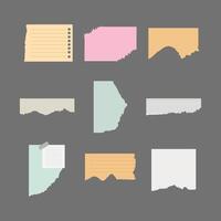 Paper scraps. Ripped papers, torn page pieces and scrapbook note paper piece. textured memo sheet or notebook shred vector