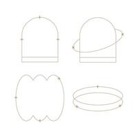 minimalist linear frame line elements, trendy linear frames with stars, arch frames, geometric forms. Decorative set of frames vector