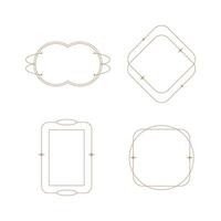 minimalist linear frame line elements, trendy linear frames with stars, arch frames, geometric forms. Decorative set of frames vector