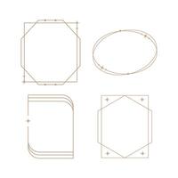 minimalist linear frame line elements, trendy linear frames with stars, arch frames, geometric forms. Decorative set of frames vector