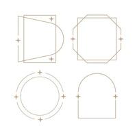 minimalist linear frame line elements, trendy linear frames with stars, arch frames, geometric forms. Decorative set of frames vector