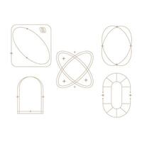minimalist linear frame line elements, trendy linear frames with stars, arch frames, geometric forms. Decorative set of frames vector