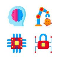 Set Artificial Intelligence of A icons color style vector