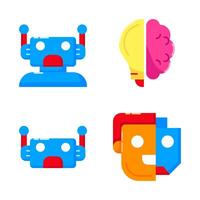 Set Artificial Intelligence of A icons color style vector