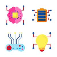Set Artificial Intelligence of A icons color style vector