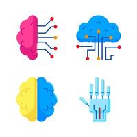 Set Artificial Intelligence of A icons color style vector