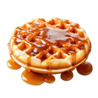 Golden Waffles with Caramel Syrup png