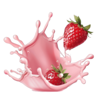 fresco fragola spruzzo nel rosa liquido, succoso, vibrante, e delizioso dolce scena png