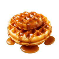 Golden Waffles with Caramel Syrup png