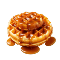 golden Waffeln mit Karamell Sirup png