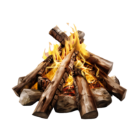 ultraréaliste feu de camp avec brûlant bois isolé sur transparent Contexte png
