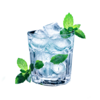 Ice cubes and fresh mint leaves png