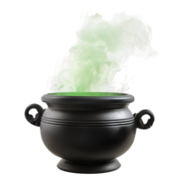 Black Cauldron with Green Smoke Clipart Isolated on Transparent Background png