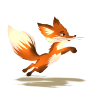 Illustration on a transparent background, Cartoon fox, little fox, running fox png