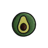 embroidered patch badge with avocado logo on an isolated with transparent background png