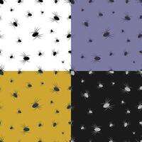 set of seamless patterns with silhouettes of terrible spiders. Ornament for decoration and printing on fabric. Design element. vector