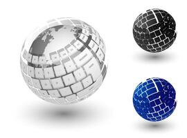 Realistic ball and keys of computer keyboard soars in air. Digital technologies and development of Internet equipment. Isolated 3D on white background vector
