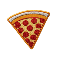 broderad lappa bricka med pizza logotyp på ett isolerat transparent bakgrund png