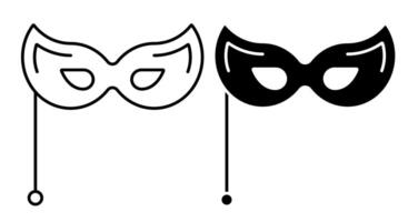 Linear icon. Theatrical female mask. Venetian carnival eye mask. Simple black and white isolated on white background vector