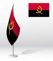 flag of ANGOLA on flagpole for registration of solemn event, meeting foreign guests. National independence day of ANGOLA. Realistic 3D on white vector