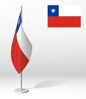 Chile flag on flagpole for registration of solemn event, meeting foreign guests. National independence day of Chile. Realistic 3D on white vector
