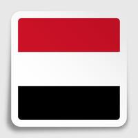 YEMEN flag icon on paper square sticker with shadow. Button for mobile application or web. vector