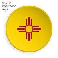 american state of New Mexico flag icon in modern neomorphism style. Button for mobile application or web. on white background vector