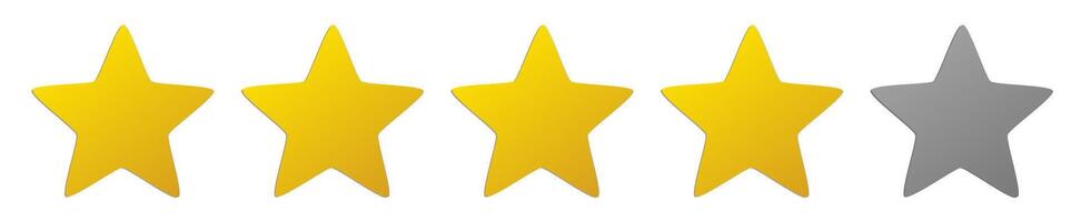 Five stars icon with yellow gradation and grey gradation for web app or mobile app vector