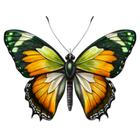 A Butterfly with Green and Orange Wings png