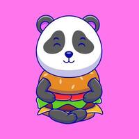 panda oso vistiendo hamburguesa disfraz dibujos animados icono ilustración. linda animal comida actividades. plano dibujos animados. adecuado para ninguna creativo proyectos vector