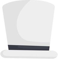 Retro white top hat with black stripe flat illustration isolated on white background. vector