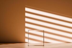 3D rendering of transparent podium for product presentation in room photo
