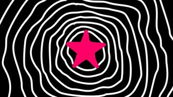 bright pink star. Surrounding the star are concentric, wavy white lines set against a black background. The lines create a hypnotic, almost tunnel-like effect that draws the viewer's attention towards vector