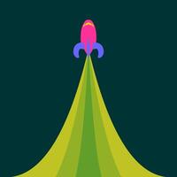 Retro rocket launch in colorful style, backrground rocket launch to the sky in multiple colour vector