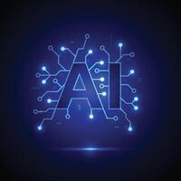 Artificial intelligence circuit line style. Machine learning design. Smart network digital technology vector