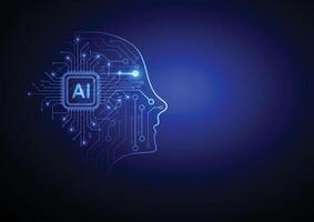 Artificial intelligence circuit line style. Machine learning design. Smart network digital technology vector