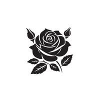 Rose silhouette illustration. Rose logo, rose black icon. vector