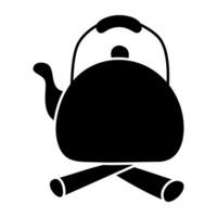 A flat design icon of teapot vector