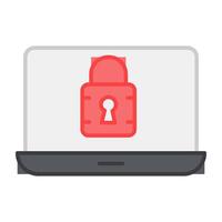 Padlock inside laptop showing concept of system security vector