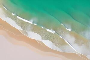 Beautiful Beach View from Above White Sands and Blue Waves Create a Breathtaking Coastal Scene, Offering Serenity and Tranquility in Nature's Splendid Canvas photo