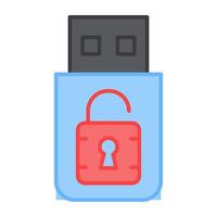 A flat design, icon of lock usb vector