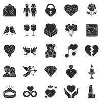 amor íconos colocar, incluido íconos como corazón, rosa, osito de peluche oso, diamante y más símbolos recopilación, logo aislado ilustración vector