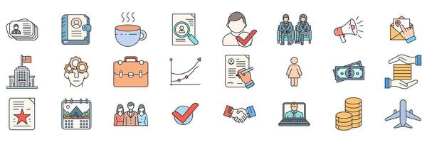 head hunting business icons set, Included icons as Briefcase, Target, Handshake, Calendar and more symbols collection, logo isolated illustration vector