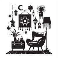 interior of chair, black color silhouette vector