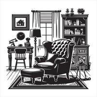 interior of chair, black color silhouette vector