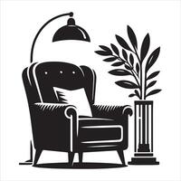 interior of chair, black color silhouette vector