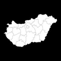 Hungary map with administrative districts. illustration. vector