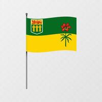 Saskatchewan provincia bandera en asta de bandera. ilustración. vector