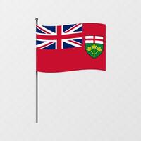 Ontario provincia bandera en asta de bandera. ilustración. vector