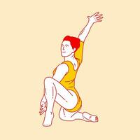 Simple cartoon illustration of female gymnastics 3 vector
